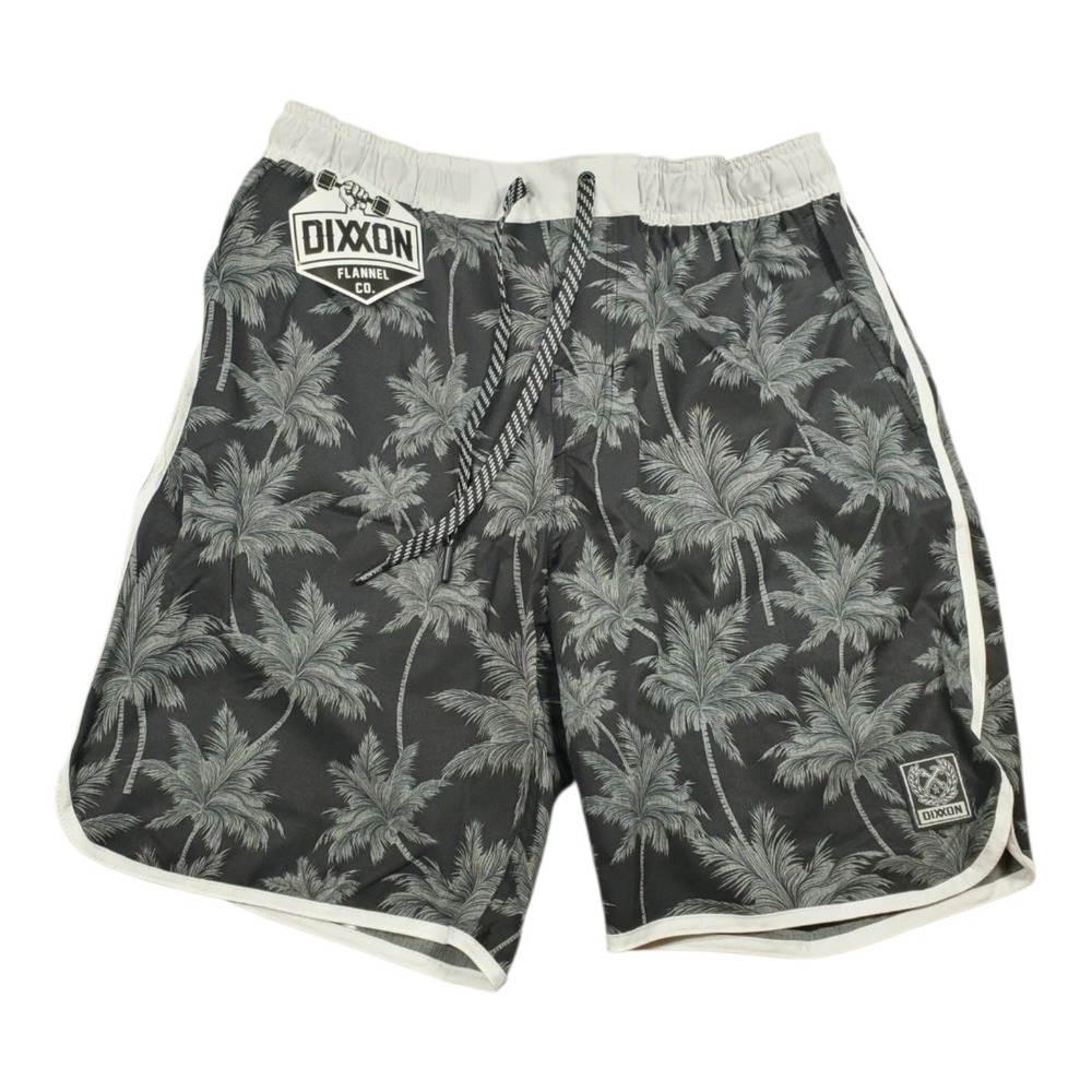 DIXXON The Chad Bali Swim Trunks Mens Small 29" Black Palm Tree Hybrid Shorts
